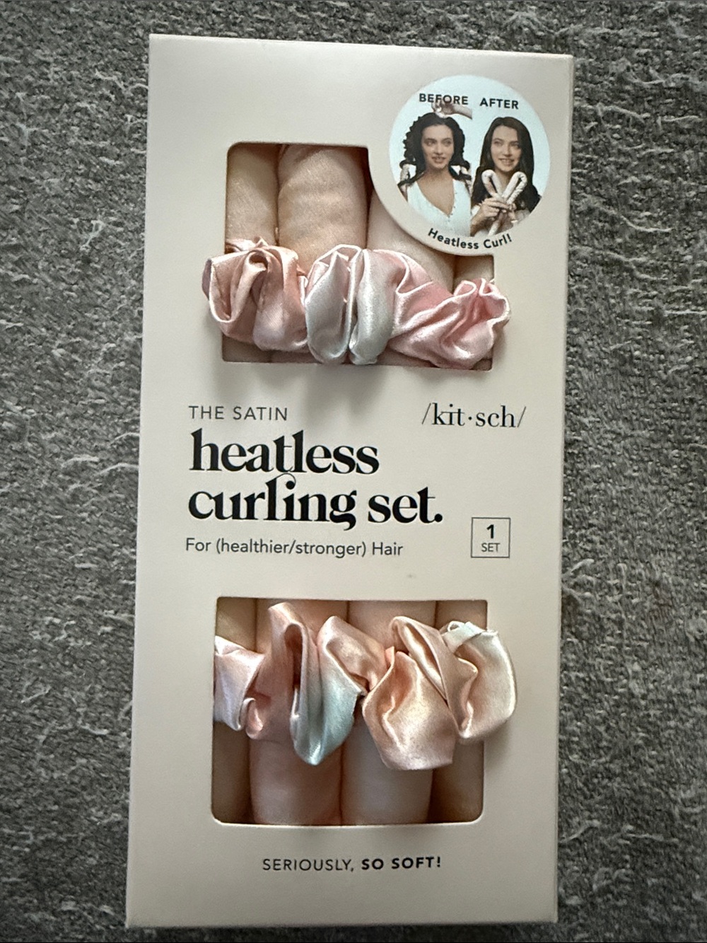 Kitsch Satin Heatless Curling Set - Pink Ombre Scrunchies